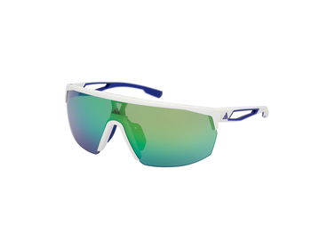 Das Bild zeigt die Adidas Sport Sonnenbrille SP0099 21Q leicht seitlich.